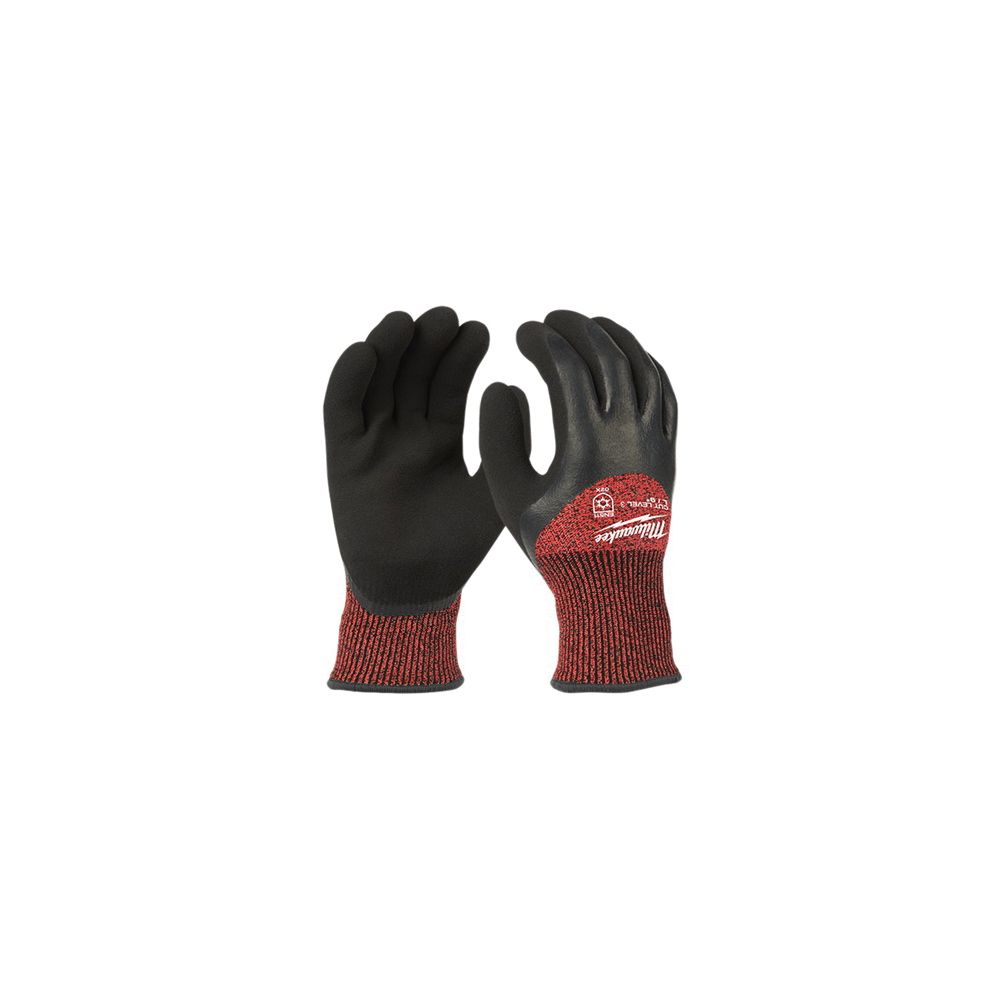 Milwaukee 48-22-8920B 12 petits gants de travail trempés d'hiver en latex  rouge, résistants aux coupures (niveau 3)