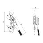 SERIE KLP, PALAN A LEVIER 1-1/2 TONNE X 5 PI USAGE INTENSIF