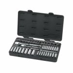 68 Pc. 1/4'' + 3/8'' Drive 6 + 12 Point Standard + Deep SAE/Metric Mechanics Tool Set