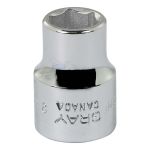 GRAY TOOLS SOCKET STANDARD MT9H, MÉTRIQUE, 3/8 PO, DOUILLE HEXAGONALE 9 MM, 6 POINTS